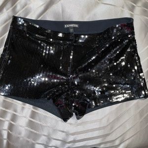 Express Black Sequin Shorts - party, going out, New Years Eve, sparkle